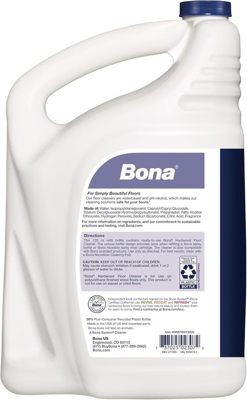 Bona Hardwood Floor Cleaner Refill - 128 Fl Oz - Lavender Thyme Scent | Residue-Free Solution for Wood Floors