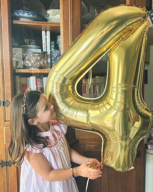 Champagne Gold Number 4 Balloon - 40 Inch Light Gold Birthday Decoration for Girls