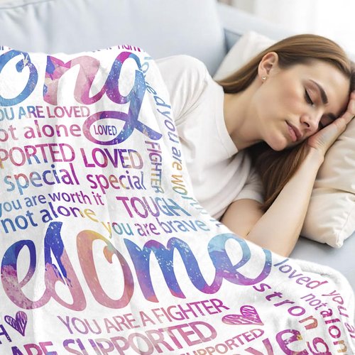 Vibrant Blanket for Women Men - Super Soft Hug Throw for Boys & Girls, Inspirational Get Well Gift After Surgery or Illness, Cancer Care Gifts for Women, Recovery & Healing Blanket 50"x60"