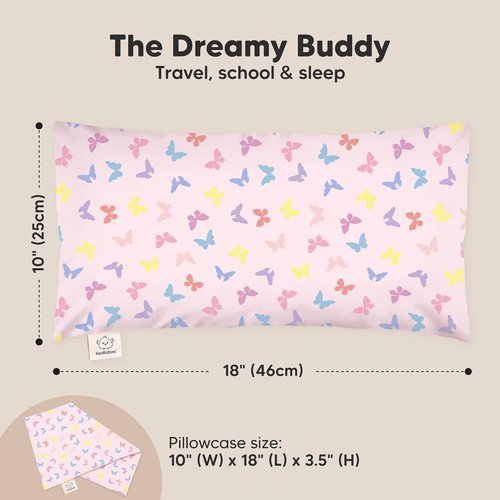 My Little Dreamy Toddler Pillow - Organic Cotton Travel Pillow with Soft, Breathable Pillowcase | 10x18 Inches for Ages 2-5