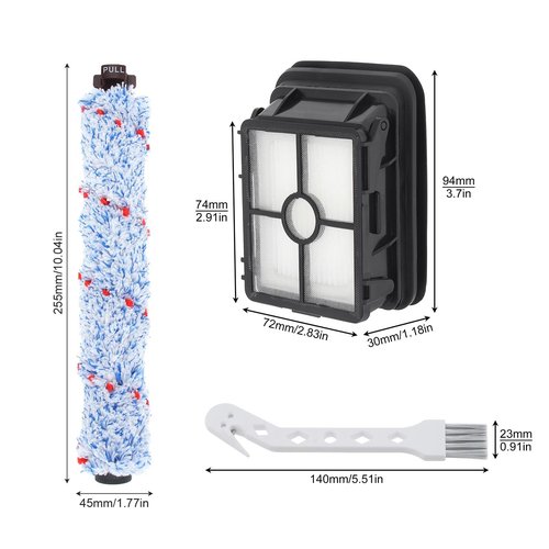2PC Vacuum Brush Rolls 1868 Multi-Surface and 2PC 1866 Replacement Vacuum Filters, Compatible with Bissell CrossWave 2306A 1785A 3888A Vacuum Cleaner, Compare to Part 1608683, 160-8683, 1608684