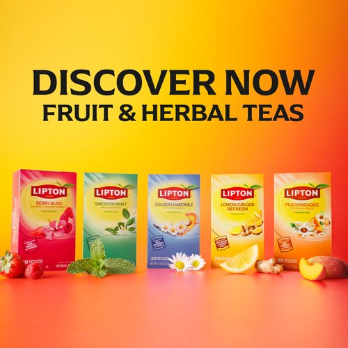 Lipton Peach Paradise Tea Bags, Caffeine Free Tea, Fruit and Herbal Tea, Individually Wrapped, 80 Total tea Bags (20ct - Pack of 4)