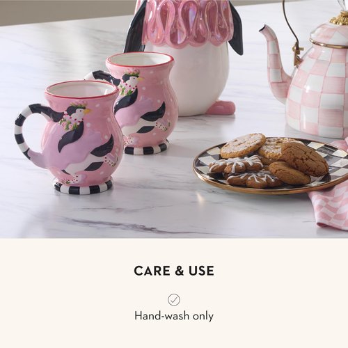 MACKENZIE-CHILDS Patience Brewster MiIllicent Penguin Ceramic Mug, Cute Coffee Mug and Tea Mug