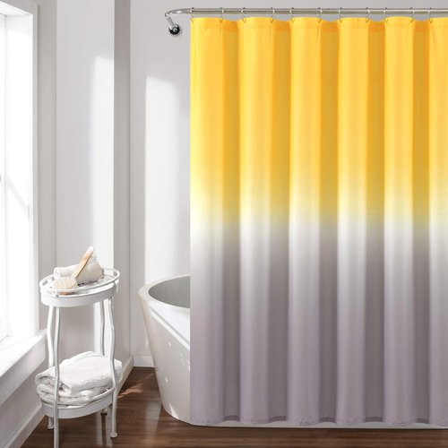 Lush Decor Umbre Fiesta Shower Curtain Single 72" W x 72" L Yellow & Gray - Yellow Shower Curtains for Bathroom - Bathroom Curtain - Ombre Curtains