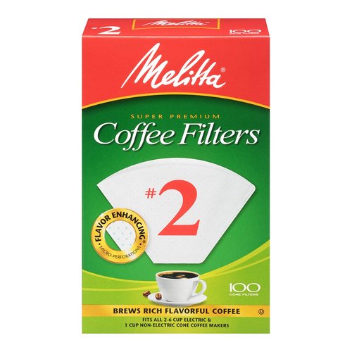 Melitta #2 Cone Coffee Filters, White, 100 Count (Pack of 6), 600 Total Filters - Packaging May Vary