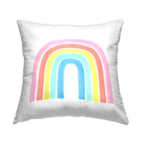 Stupell Industries Traditional Pastel Arch Rainbow Children's Striped Pattern Design by Reesa Qualia Pillow, 18 x 18, Multi-Color