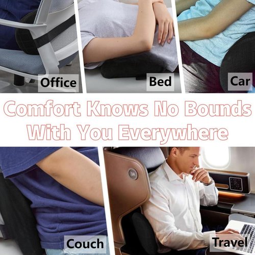 AgoKud Lumbar Pillow,Lumbar Support Pillow for Car and Office Chair,Memory Foam Back Support Pillow for Lower Back Pain Relief,Adjustable Back Pillow for Bed,Rest,Sleeping,Travel