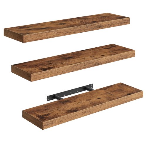 RALGEND Floating Shelves for Wall, 1.5" Thick Wall Shelf Set of 3 with Invisible Brackets, 23.6L x 7.9W Hanging Shelves Farmhouse Home Decor for Bathroom, Living Room, Bedroom, Rustic Brown 6301BJP3BF