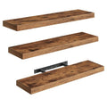 RALGEND Floating Shelves for Wall, 1.5" Thick Wall Shelf Set of 3 with Invisible Brackets, 23.6L x 7.9W Hanging Shelves Farmhouse Home Decor for Bathroom, Living Room, Bedroom, Rustic Brown 6301BJP3BF