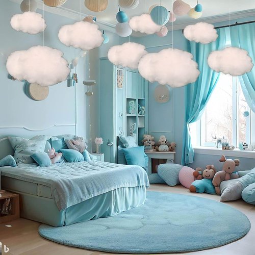 9Pcs Artificial Cloud Props - 3D Decorative Fake Clouds for Room Ceiling & Party Decor