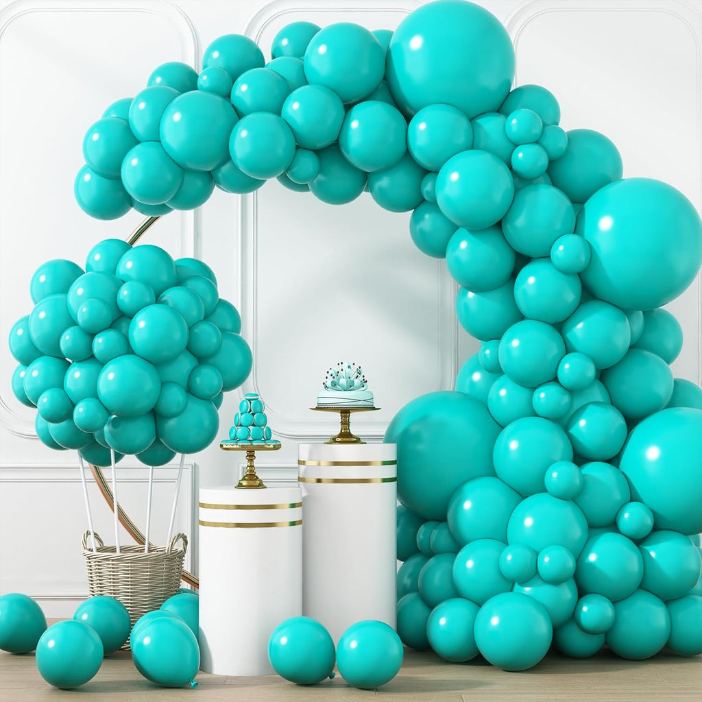 RUBFAC Teal Blue Balloons - 129-Piece Latex Garland Set for Birthdays, Weddings & Baby Showers | 5-18 Inch Sizes