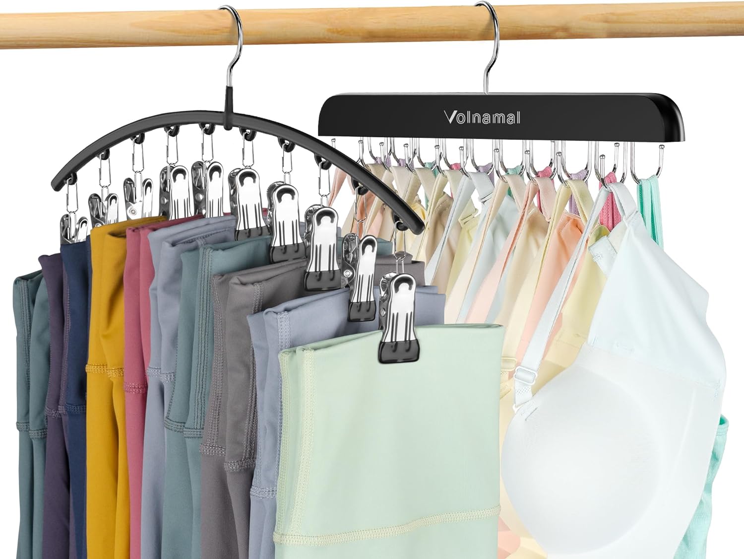 Volnamal Legging Organizer & Bra Hanger - 2-in-1 Space-Saving Closet Storage for 30 Leggings & Bras
