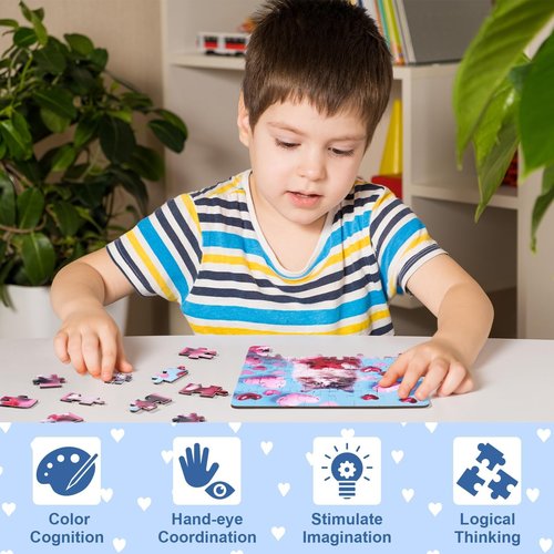 24PCS Kids Easter Basket Stuffers with Cat & Dog Jigsaw Puzzles Toys, Easter Gifts Egg Fillers Party Favors for Kids 4-8 8-12 Goodie Bag Stuffer Classroom Treasure Box Toys Prizes Bulk for Boys Girls