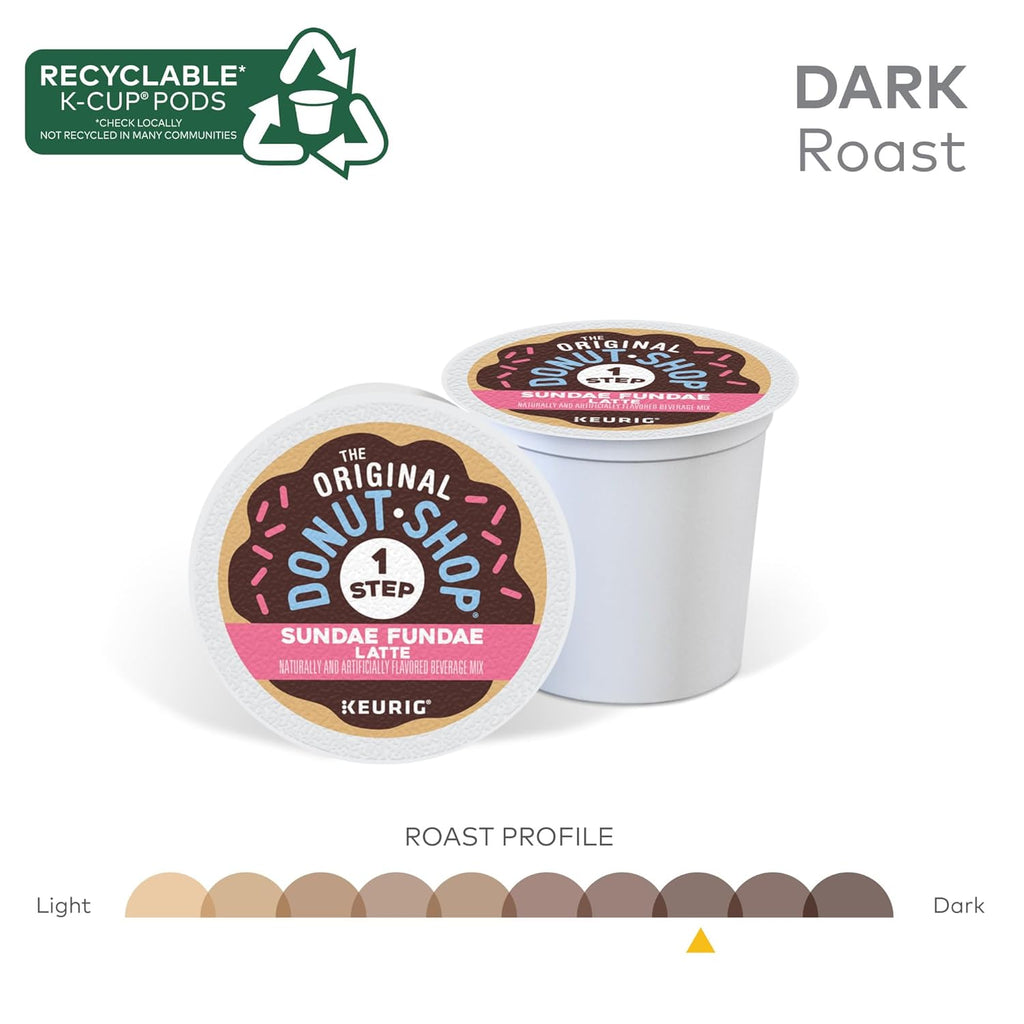 Original Donut Shop K-Cup Pods - Sundae Fundae One-Step Latte, 20 Count for Keurig Machines