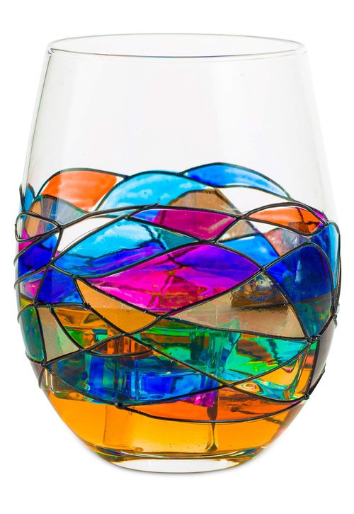 Artisanal Hand-Painted Whiskey & Wine Decanter Set – Barcelona Renaissance Stained Glass Design – Unique Mother's Day Gift for Her, Mom, Wife, or Friend – Multicolor Handcrafted Glassware