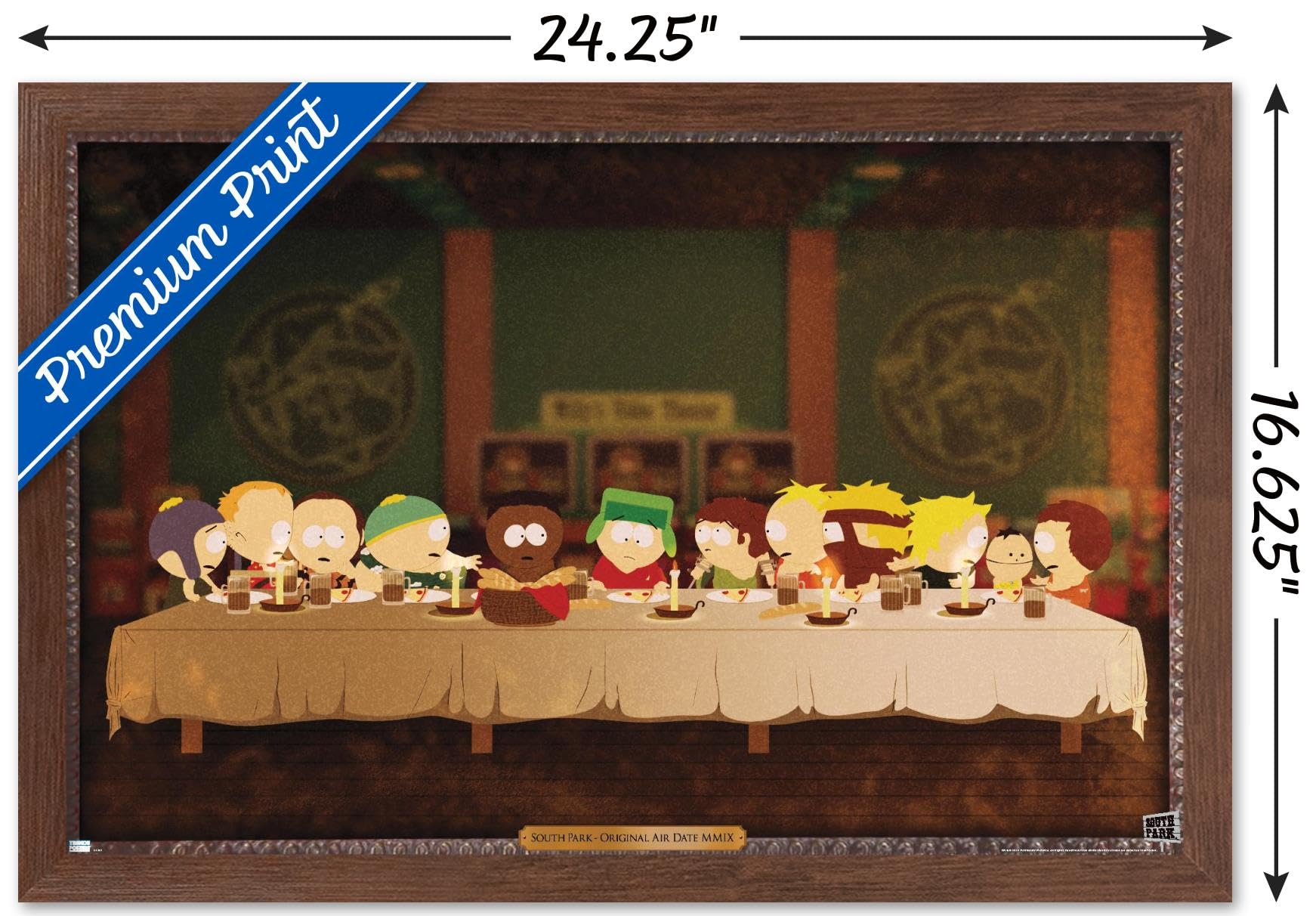 South Park - Last Supper Wall Poster, 22.4L" x 14.7W", Mahogany Framed Version