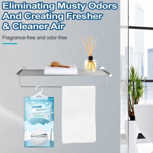 Corodo Moisture Absorbers Packets - 5 Pack Hanging Moisture Absorbers Dehumidifier Bags for Closet Bathroom Kitchen, Fragrance Free Humidity Absorber Packs, Removes Moisture & Odors