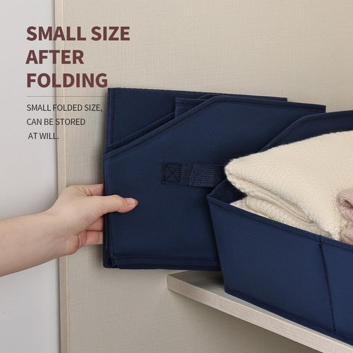 Homsorout Decorative Storage Baskets - Trapezoid Closet Bins with Handles, Navy Blue, 3 Pack