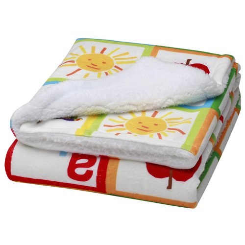 2 Ply Plush Baby Blanket, Reversible World of Eric Carle The Very Hungry Caterpillar Print (Multi-Colored, 30 in. x 40 in.)