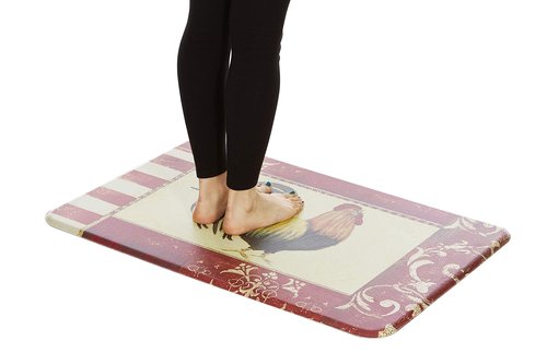 J&V TEXTILES Anti Fatigue Cushioned Comfort Mat, Ergonomically Durable, Supportive, Padded, Thick and Washable, Stain-Resistant, Kitchen, Garage, Office Standing Desk Mats (Rooster)*