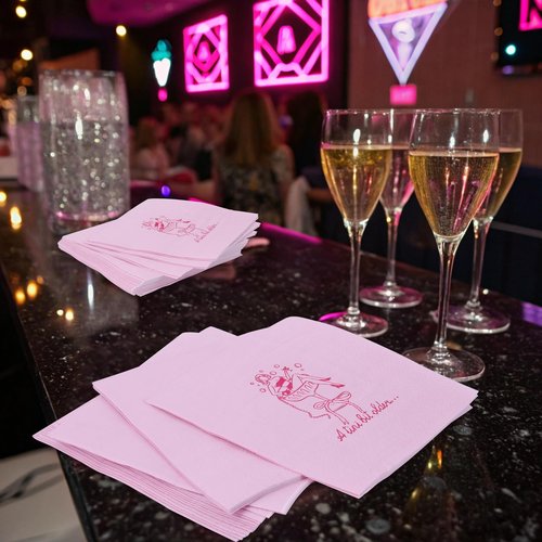 Pink Martini Cocktail Napkins,Bikinis and Martinis Bachelorette Party Decor, A Bride In A Tini Bit Party Supplies, Pack of 50ct