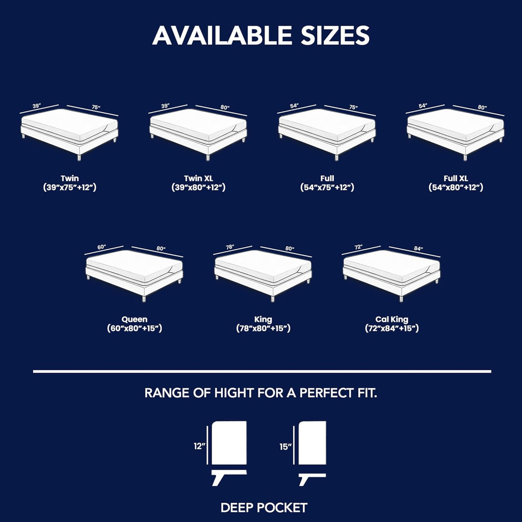 Zippered Mattress Encasement - Waterproof Queen Mattress Protector with 6-Sided Zipper - Soft, Noiseless, Machine Washable