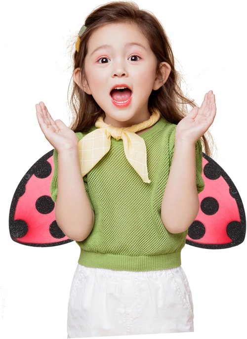 Abaodam Foldable Ladybug Wings - Portable Red Cosplay Costume Prop for Kids & Girls