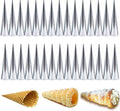 Skiennix 30 PCS Non-Stick Stainless Steel Cream Horn Molds - Large 5" for DIY Pastries & Desserts