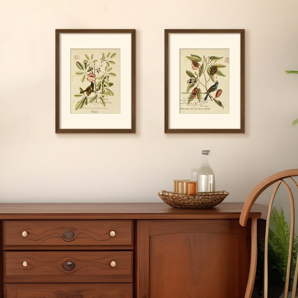 Upsimples 12x16 Picture Frame Set of 5 - Stylish Wall Gallery Frames for 8.5x11 or 12x16 Photos - Brown
