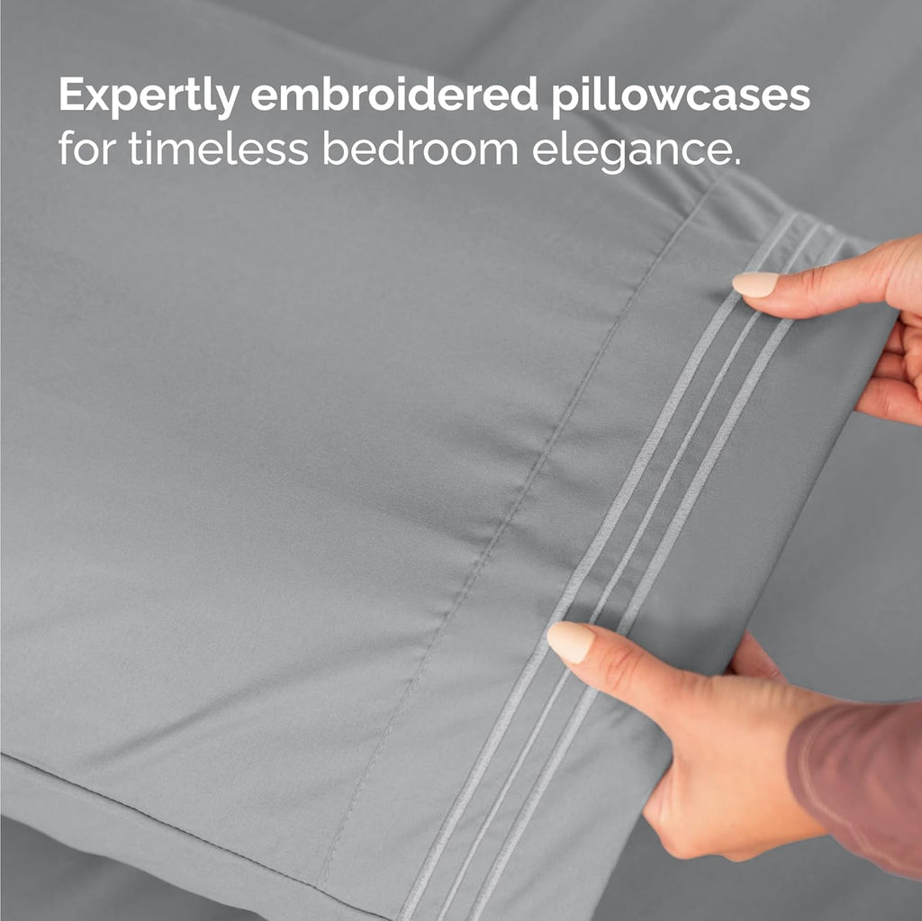 Steel Blue Twin Size 3-Piece Sheet Set by [Brand Name] - Comfy, Breathable & Cooling Luxury Bedding