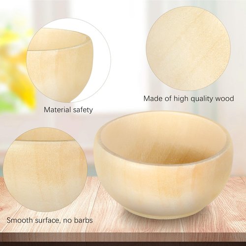 Uiifan 20 Pcs Small Wooden Bowls for Craft Mini Pinch Bowls 1.5 oz Unfinished Wood Bowl for DIY Craft Serving Kitchen Condiment Salad Nuts Dips Sauce Spice Candy, 1.2 x 2.2 Inches