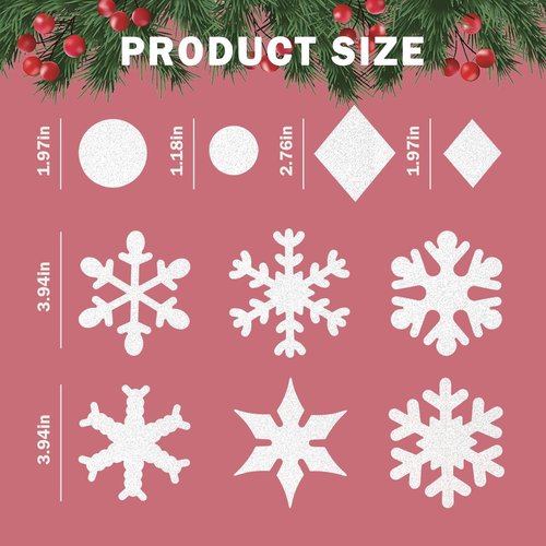 65Ft Winter Wonderland Snowflakes Decorations Glitter White Snowflake Garland- Shimmer Holographic Paper Snowflakes Streamers for Christmas Frozen Birthday Winter Wonderland Party Baby Shower Decor