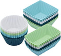 Skiennix Silicone Muffin Cups - 24-Pack Reusable Cupcake Liners in Neutral Colors | Round, Square & Rectangular