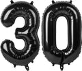 Black Number 30 Balloon - 40 Inch Giant Foil Balloon for 30th Birthday Party Decorations