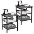 VASAGLE Nightstand, Set of 2 Side Tables, End Tables with Adjustable Mesh Shelves, for Living Room, Bedroom, Industrial, Stable Steel Frame, Easy Assembly, Charcoal Gray and Black ULET024B04