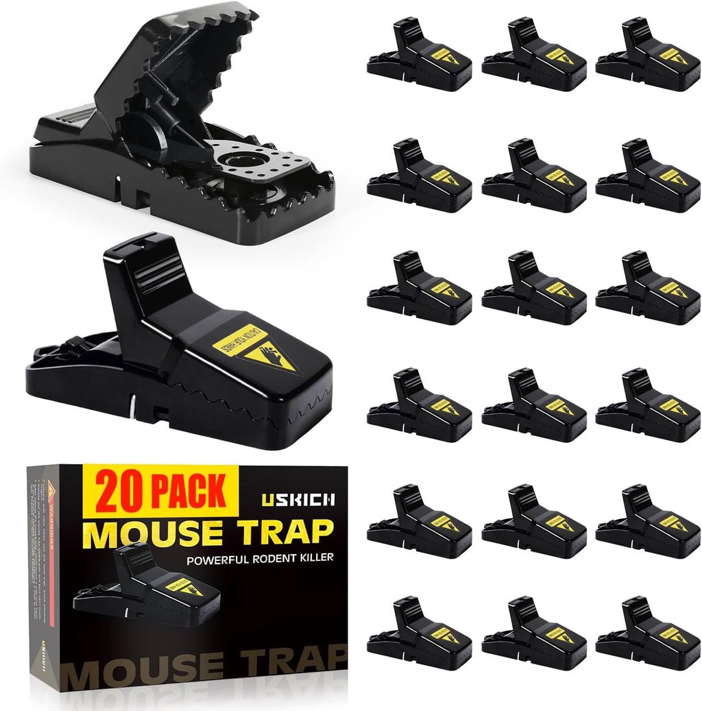 Skiennix 20 Pack Indoor Mouse Traps - Reusable & Effective Mice Catchers for Home Use