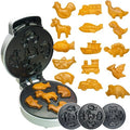 Waffle Maker for Kids with 15 Mini Shapes - Car, Truck, Farm Animals, Dinosaurs - Removable Plates for Easy Clean Up