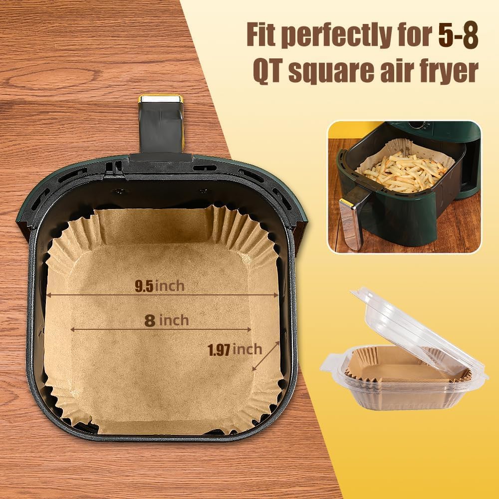 Skiennix 9.5 Inch Disposable Air Fryer Liners - 130 Pcs Non-Stick & Oil-Proof Parchment Paper for 5-8 Qt Fryers