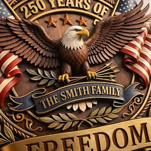 Custom USA Wooden Door Wreath Sign - Personalized Family Name Patriotic Decor for 250th Anniversary 1776–2026