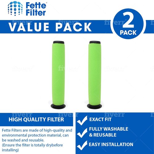 Fette Filter - Vacuum Filter Compatible with Bissell AirRam. Compare to Part # 1611215 (Pack of 2)