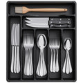 Lifewit Silverware Drawer Organizer Tray, Plastic Cutlery Storage for Kitchen, Flatware and Utensil Holder Divider for Spoons Forks Knives Tableware, 12.3 x 14.2", 7 Slots, Gray