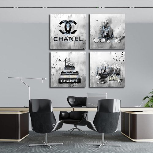 Meetdeceny Bedroom Wall Decor - Black & White Handbag Art for Teen Girls | Stylish Canvas Prints - 20"x20" (4 Pieces)