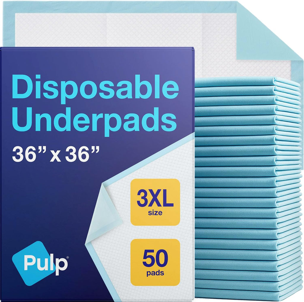 PULP Incontinence Underpads - Super Absorbent Disposable Bed Pads | 36" x 36" | Ideal for Adults, Children & Babies