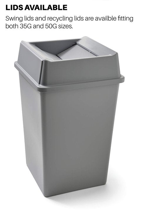 Rubbermaid Commercial Products Untouchable Container Trash Can/Wastebasket Lid, Gray, Square Swing Top, Compatible with 35/50 Gallon Untouchable Square Containers