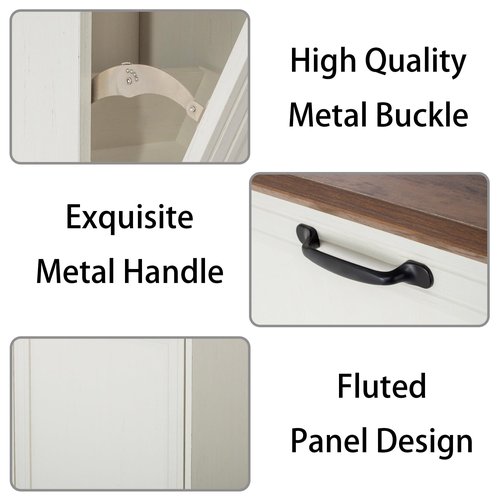 TDLEAYYD 13 Gallons Tilt Out Trash Cabinet, Hidden Trash Can Cabinet Wooden Tilt Out Pet Proof Hidden Trash Bin Cabinet for Kitchen Living Room (White)