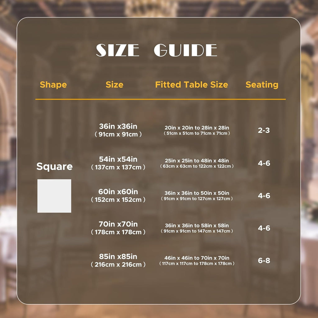 Sancua Small Square Tablecloth - 36x36 Inch Beige Polyester Cover for Square/Round Tables