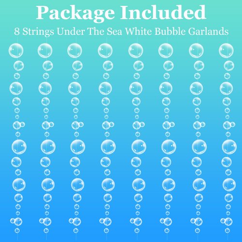 Biubumtu 8 Strings Under The Sea White Bubble Garlands Little Mermaid Shark Beach Themed Birthday Decorations Under Water Hanging Streamer Banner Ocean Party Supplies