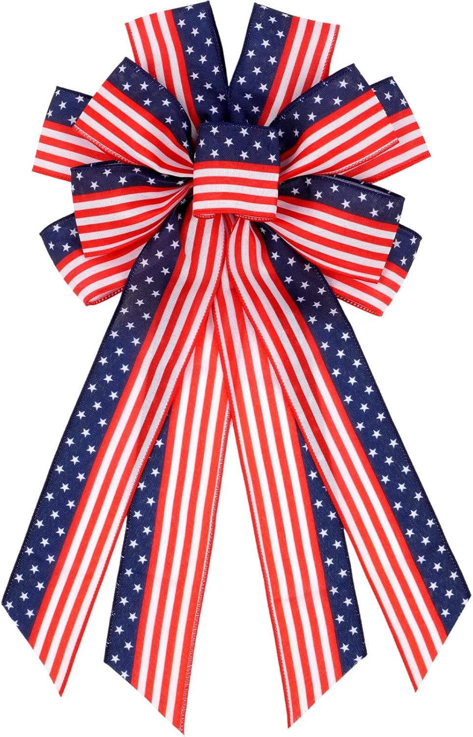 YKW Large Patriotic Bow - American Flag Wreath Decoration for 4th of July & Memorial Day - Classic Blue Design