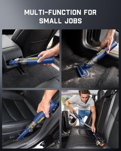 Fanttik Slim V8 APEX Car Vacuum - 4-in-1 Portable Mini Cordless Vacuum with 19000Pa Suction Power | Handheld for Car & Office (Blue)