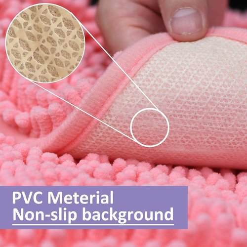 Pink Bathroom Rugs Chenille Bath Mat Set 2-Piece Bath Rugs for Bathroom Extra Soft Bath Mats for Bathoom Non Slip Absorbent Shag Bathoom Carpet